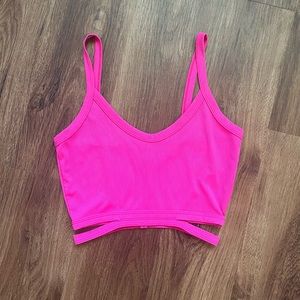 pink cut out cropped tank top